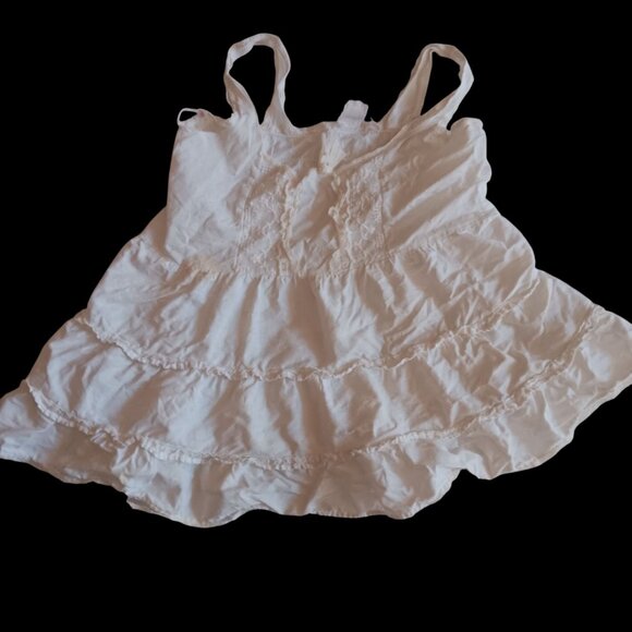 Vintage Infant Baby Dress 1T 18m White Tiered Sleeveless Lace Accents 1950's - Picture 1 of 6